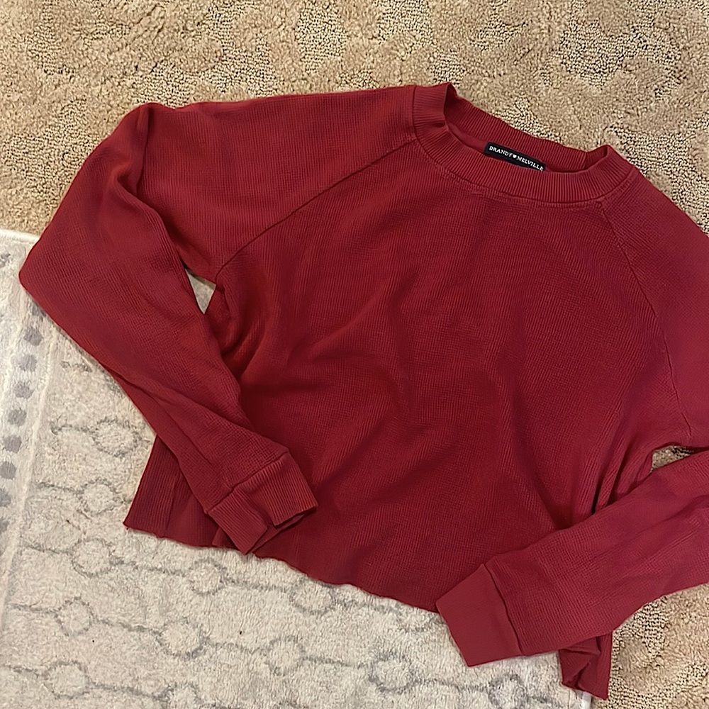Brandy Melville crop waffle knit top